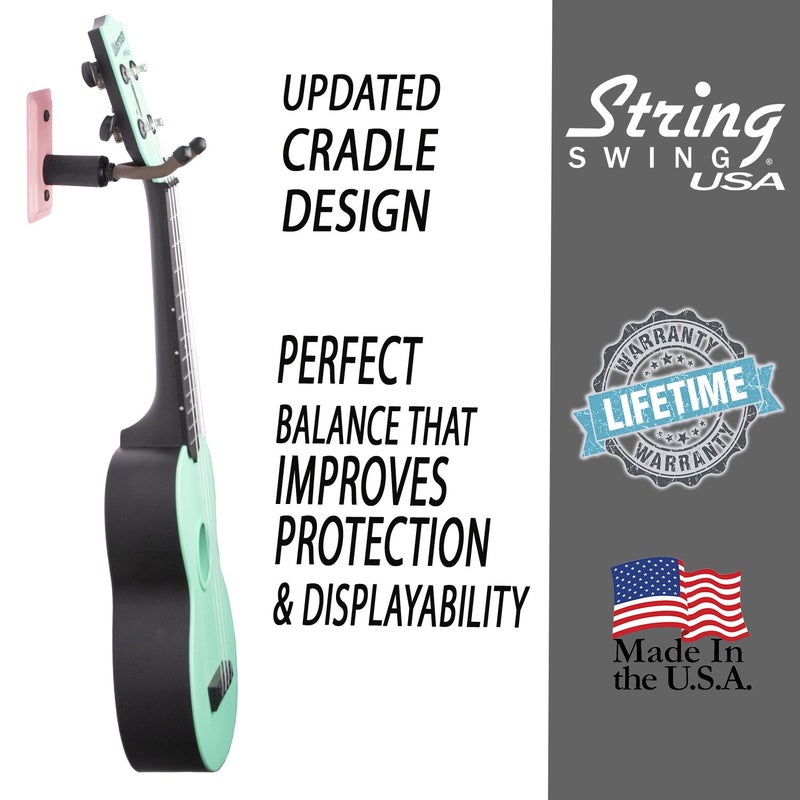 String Swing Ukulele Wall Mount Stand for Mandolin Ukele Banjo â€“ Concert Pineapple Soprano Tenor and Baritone Compatible â€“ Safety Home or Studio Accessories without Case â€“ Pink PCC11UK - Image 3